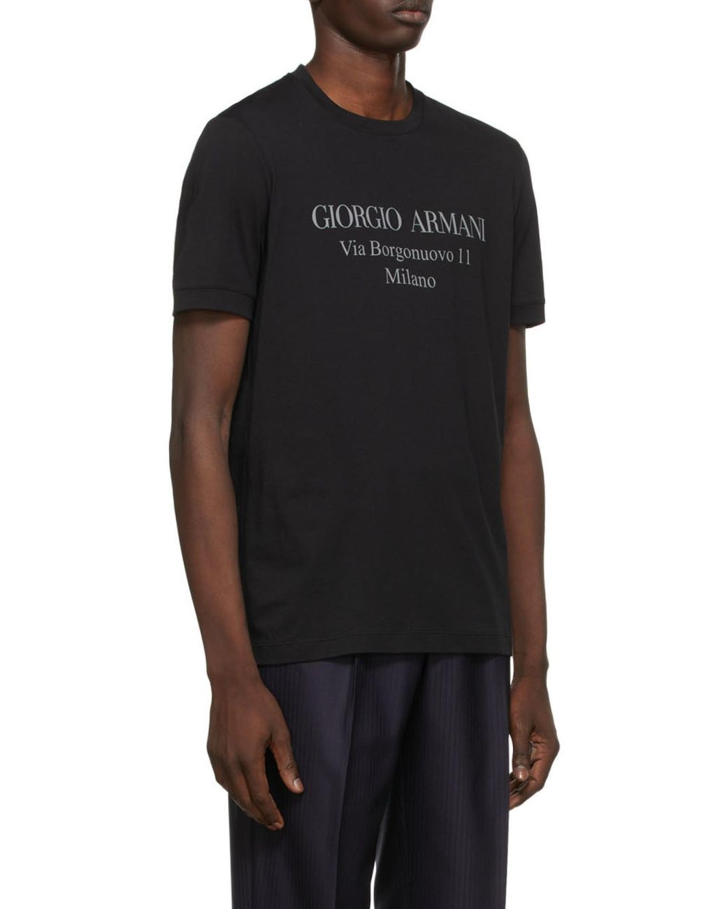 Giorgio Armani Black Logo Printed Crewneck T-Shirt for men