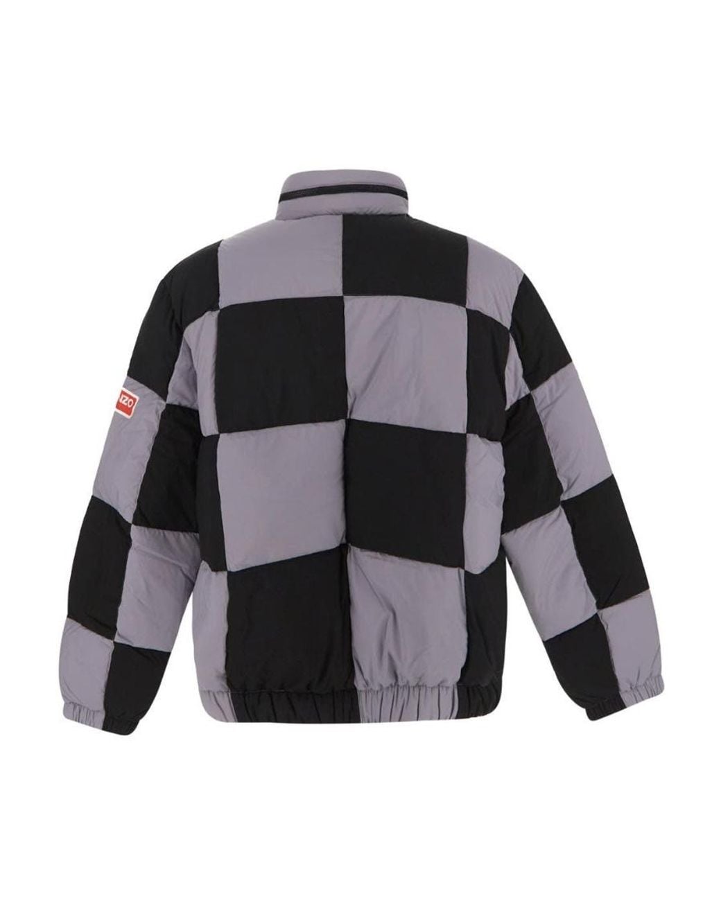 KENZO Gray Checked Boxy Padded Coat for men