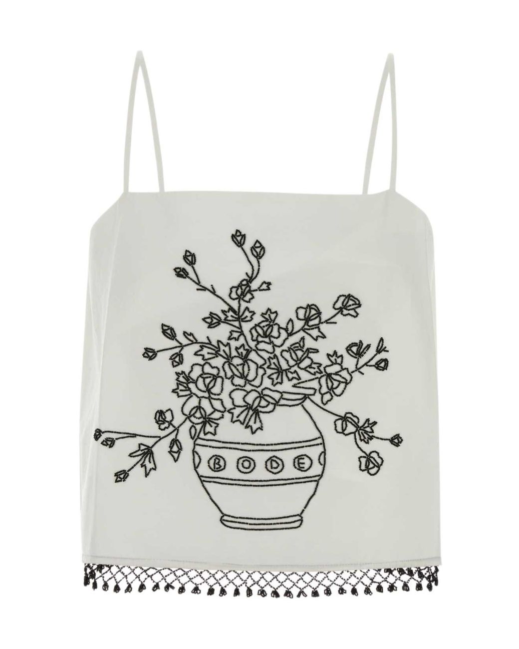 Bode White Rosebloom Floral-Print Tank Top