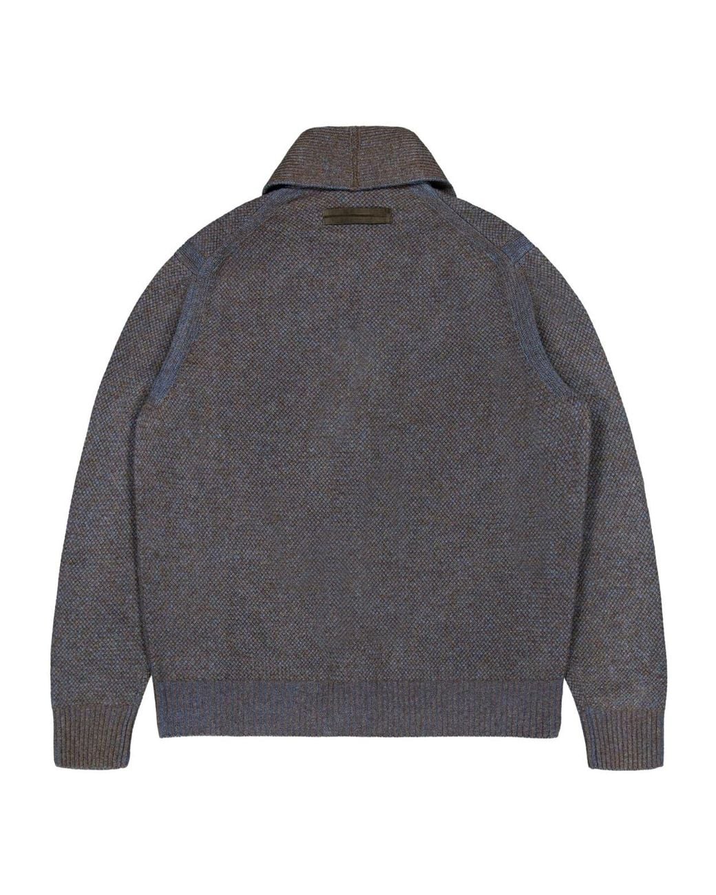 Zegna Gray Mélange Shawl Collar Cardigan for men