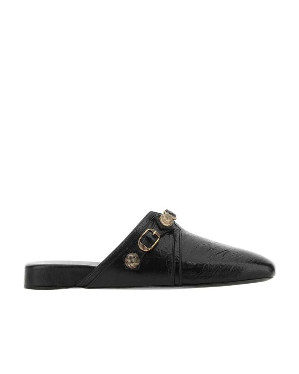 Balenciaga Black Cargole Stud Embellished Slippers