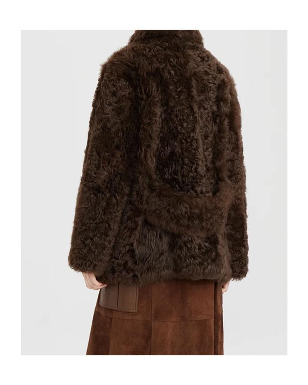 Ports 1961 Brown Double-Breasted Shearling-Texture Coat