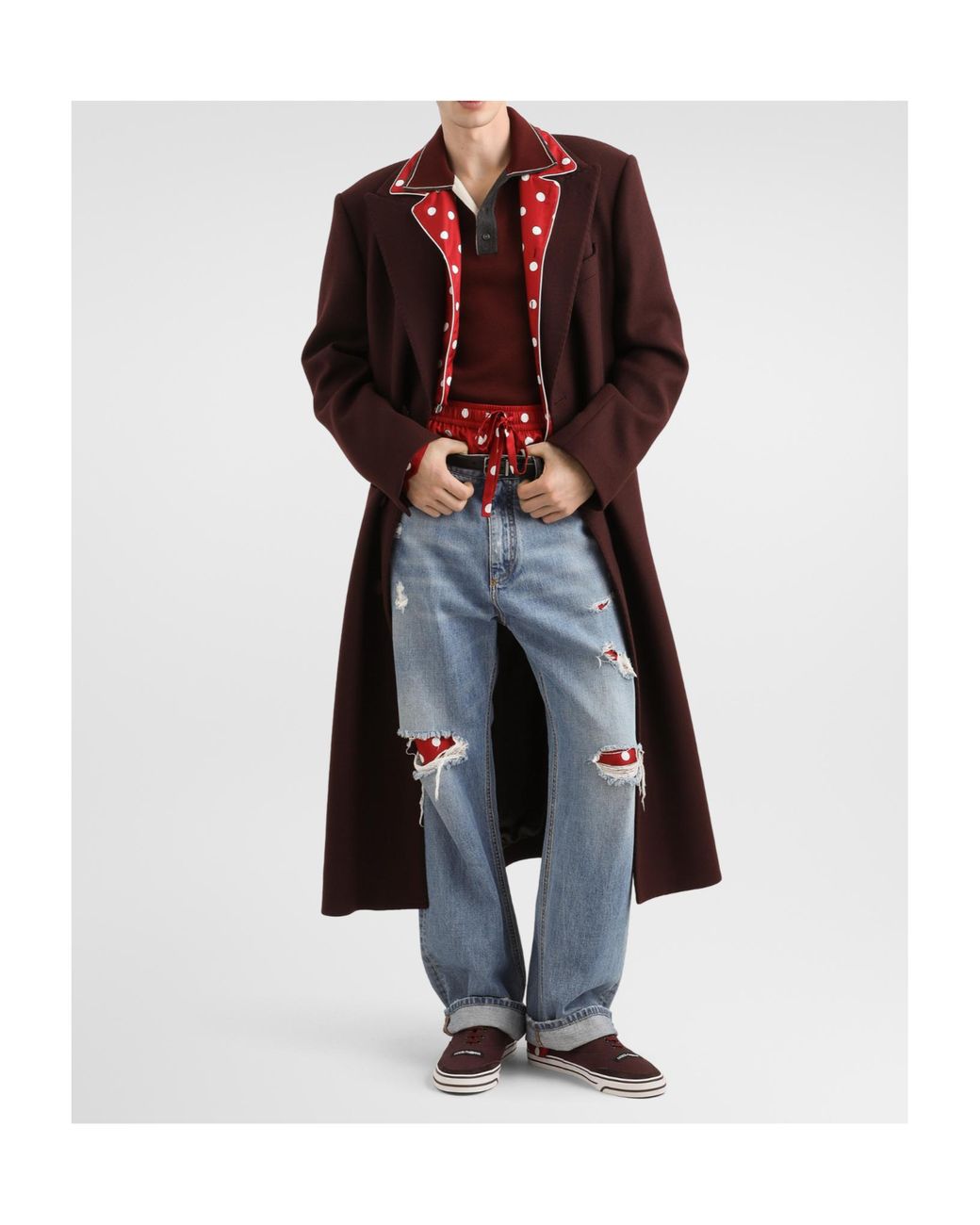 Dolce & Gabbana Red Wool Polo Shirt for men