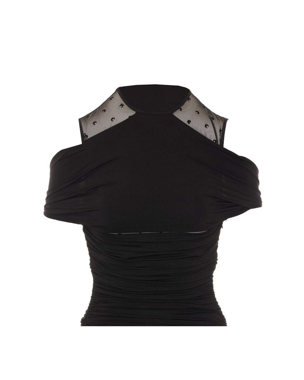MARINE SERRE Black Asymmetrical Knee Lenghth Dress With Moon Detail