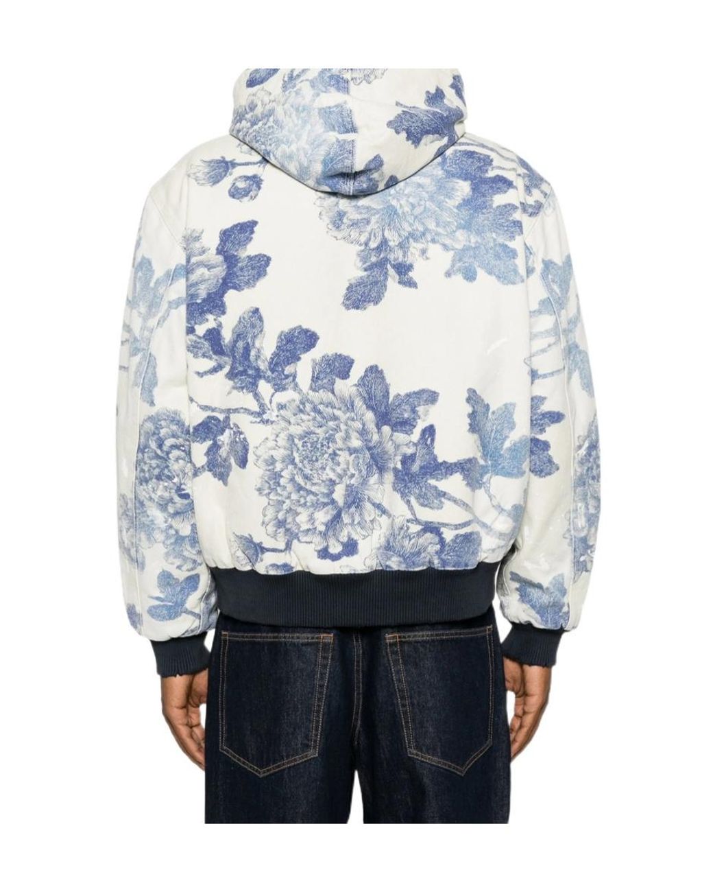R13 Blue Printed Drawstring Casual Jacket for men