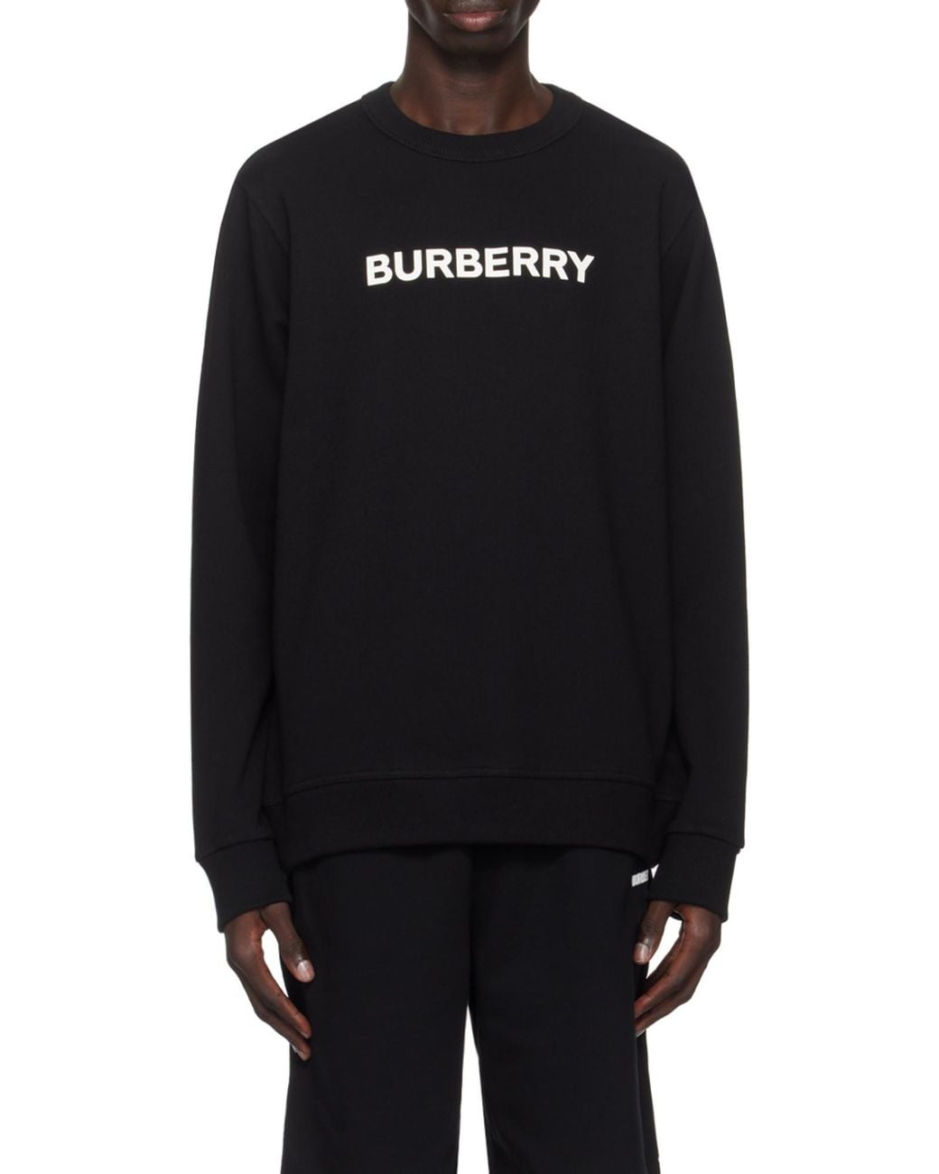 Burberry Black Logo Printed Crewneck Sweatshirt for men