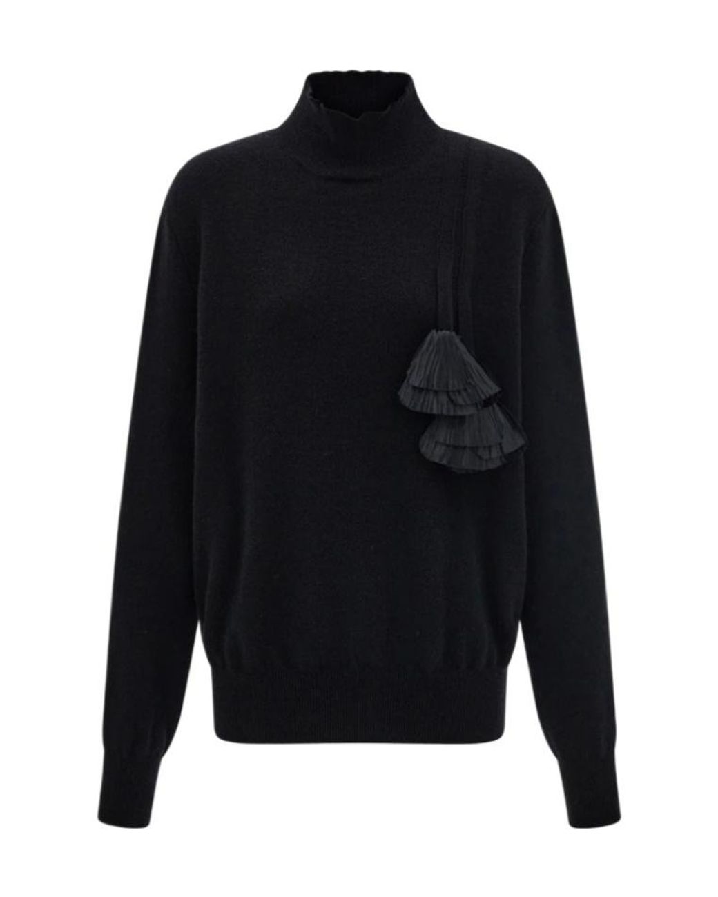 Ferragamo Blue Ferragamo Flower Embellished Turtleneck Jumper