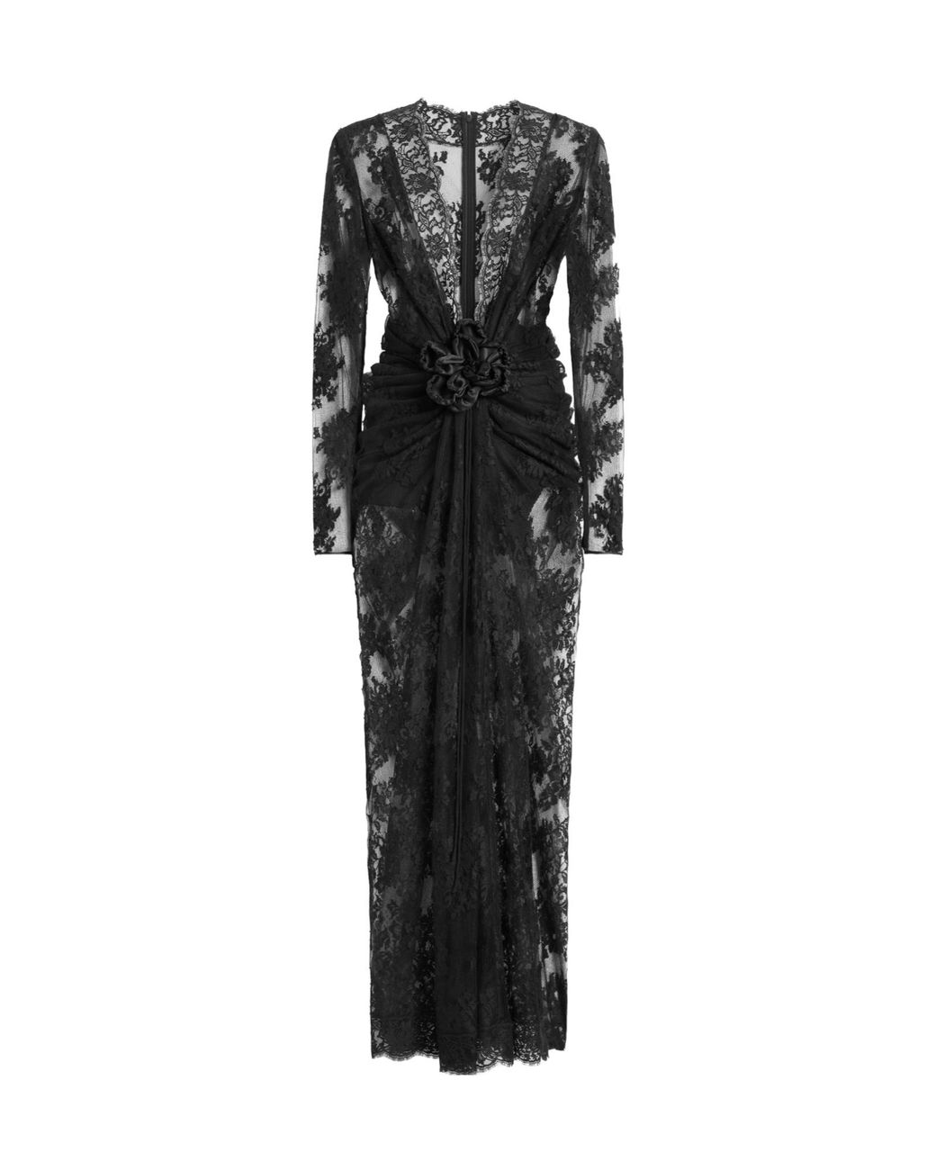 Dolce & Gabbana Black Lace Dress With Bow