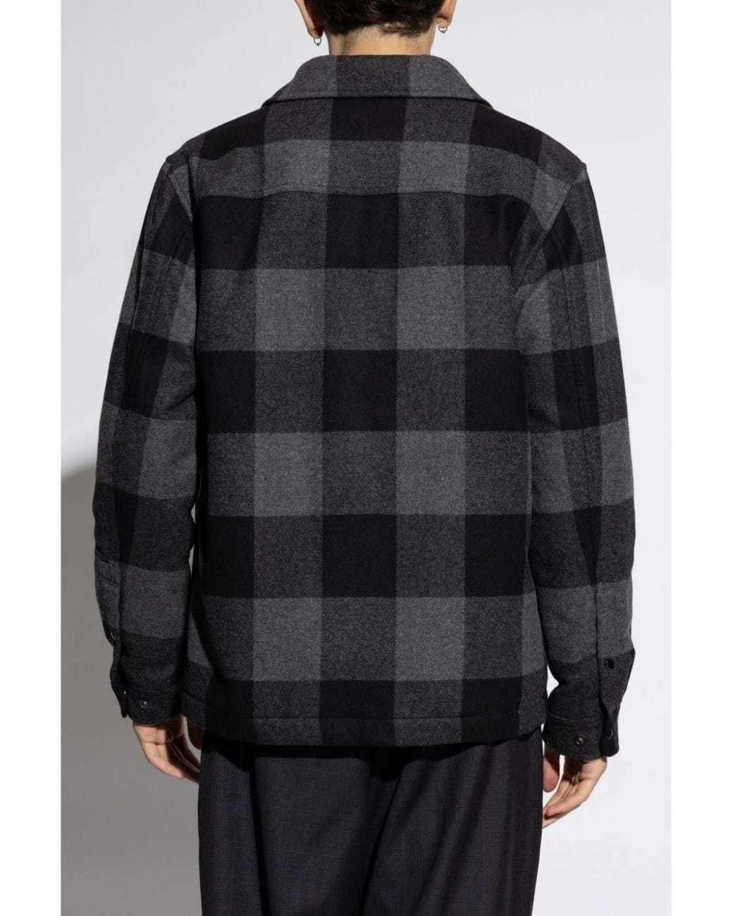 Woolrich Black Check-Pattern Wool Shirt for men