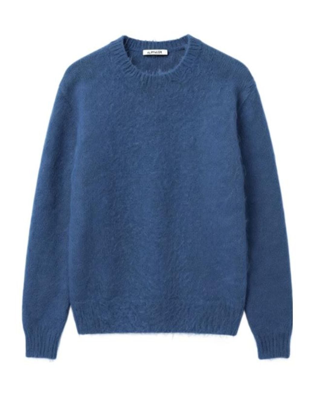 Auralee Blue Long-Sleeved Crew-Neck Sweater for men