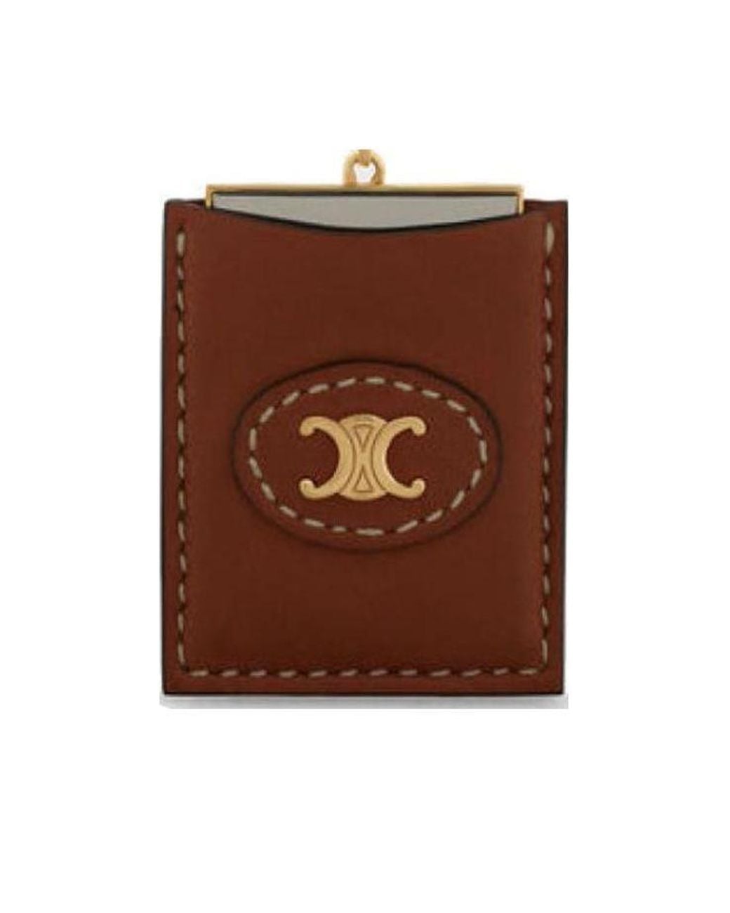 Céline Brown Separables Leather Mirror Pendant