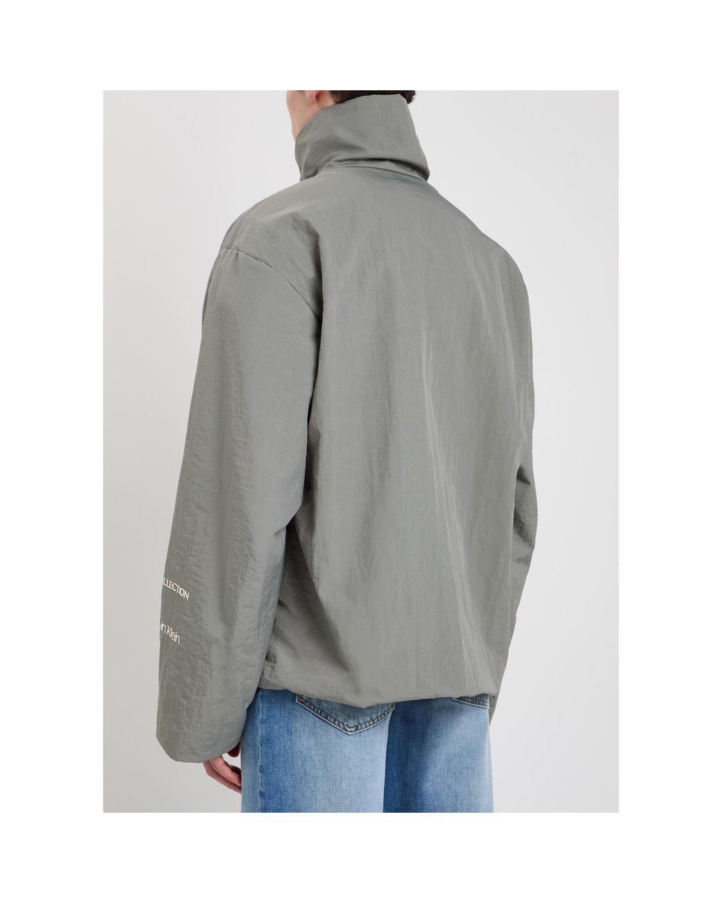 Calvin Klein Gray High-Neck Padded Coat for men