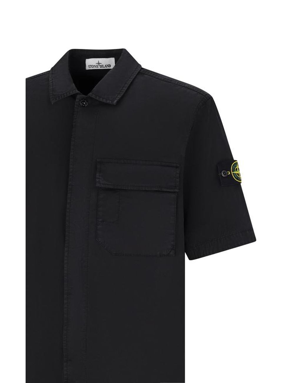 Stone Island Black Short Sleeve Buttoned Shirt for men
