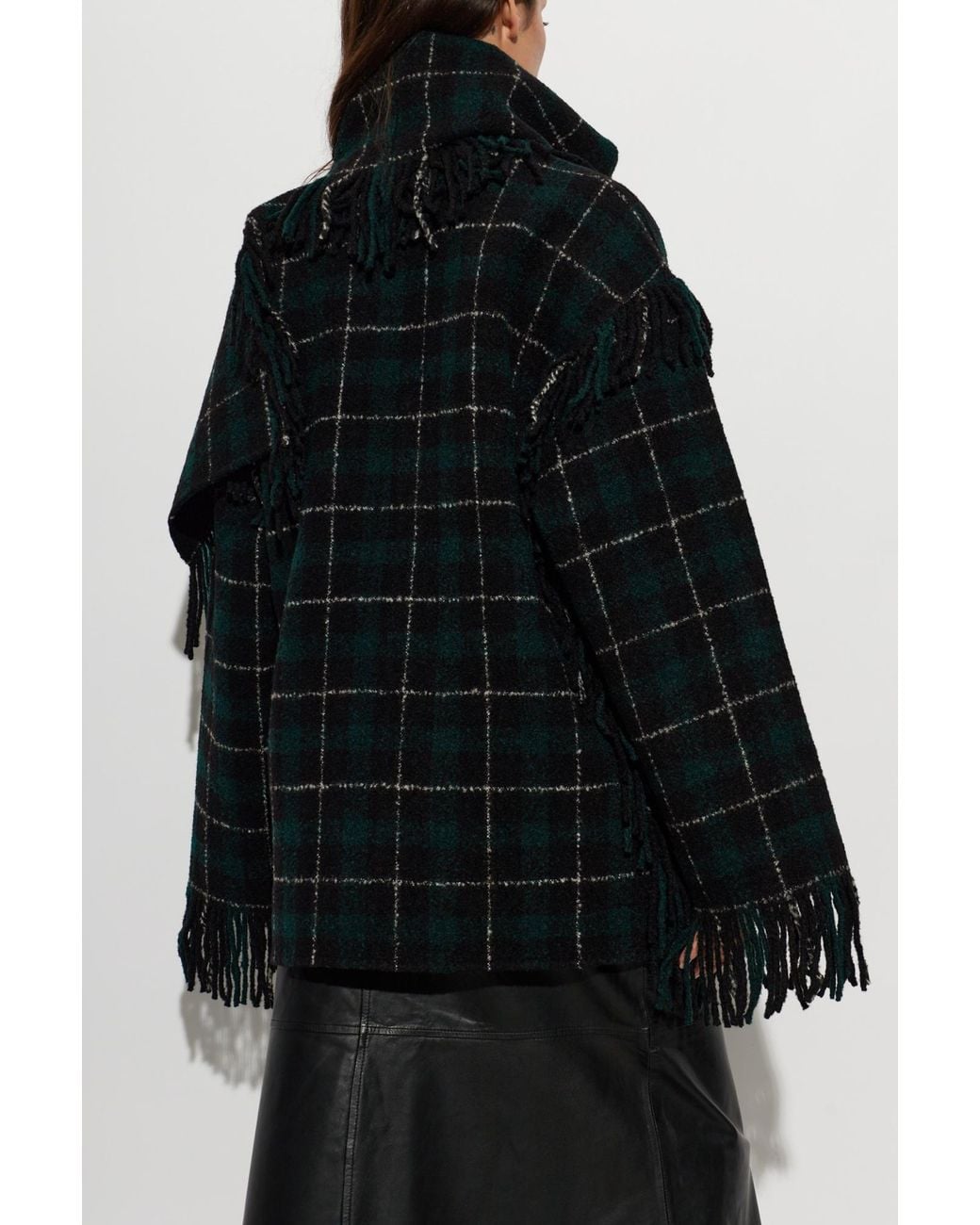 Totême Black Totême Checked Fringed Shawl Jacket