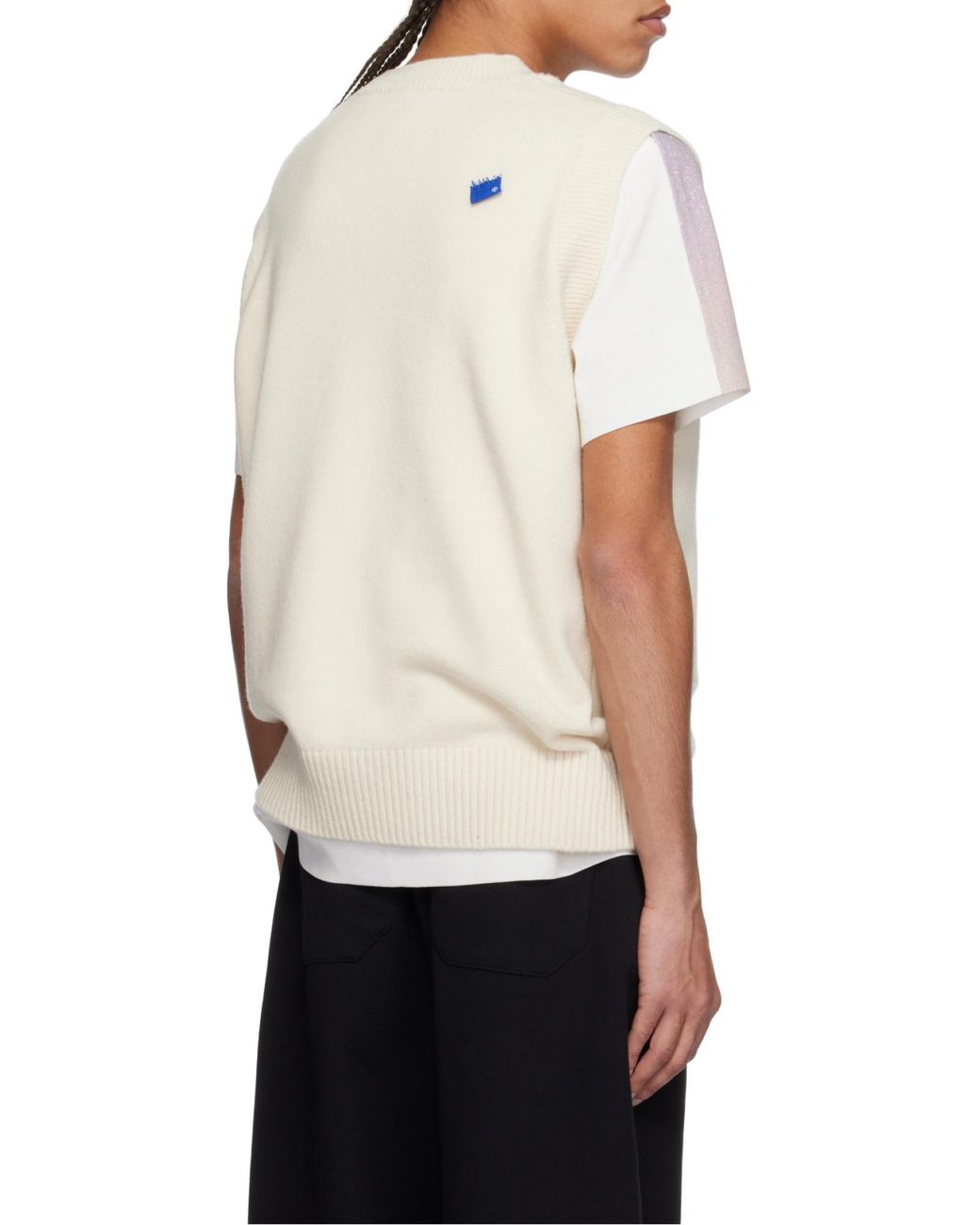 Adererror White V-Neck Knitted Vest for men
