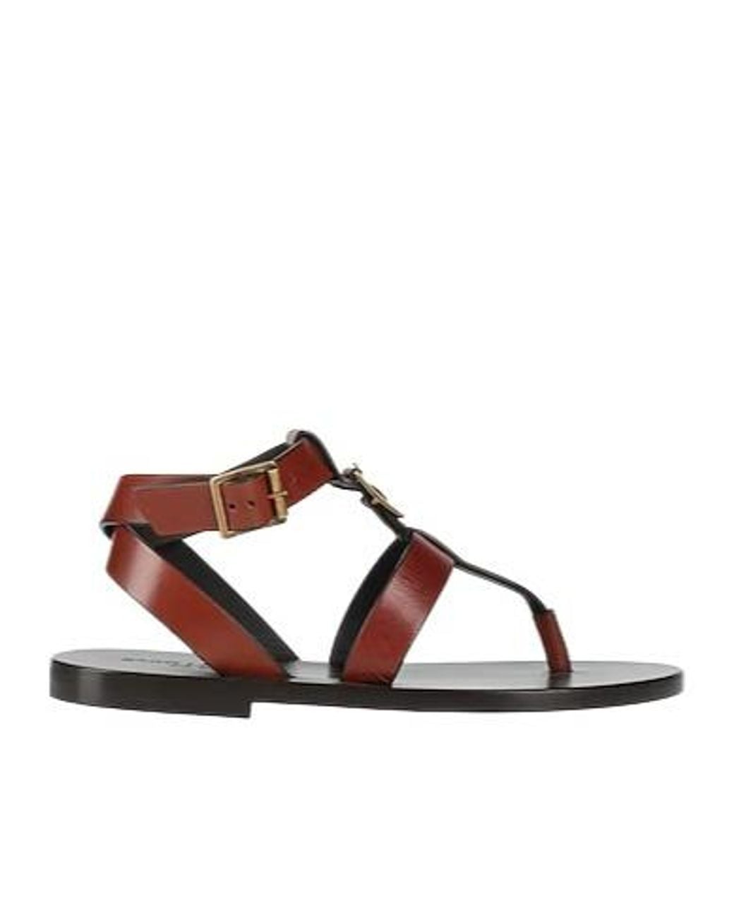 Saint Laurent Brown Minimalist Strappy Sandals