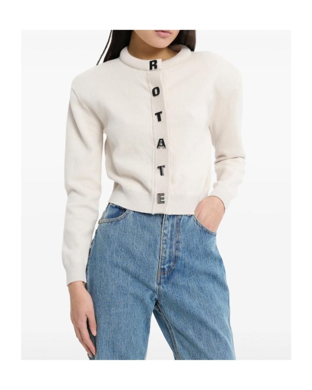 ROTATE BIRGER CHRISTENSEN White Long-Sleeve Cardigan