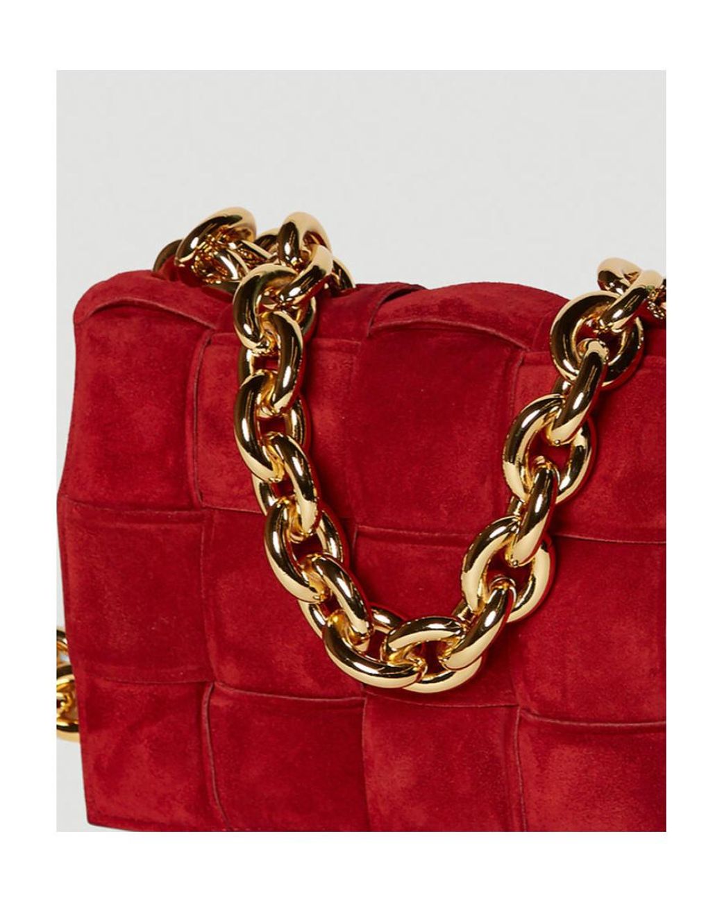 Bottega Veneta Red Interwoven Detail Shoulder Bag