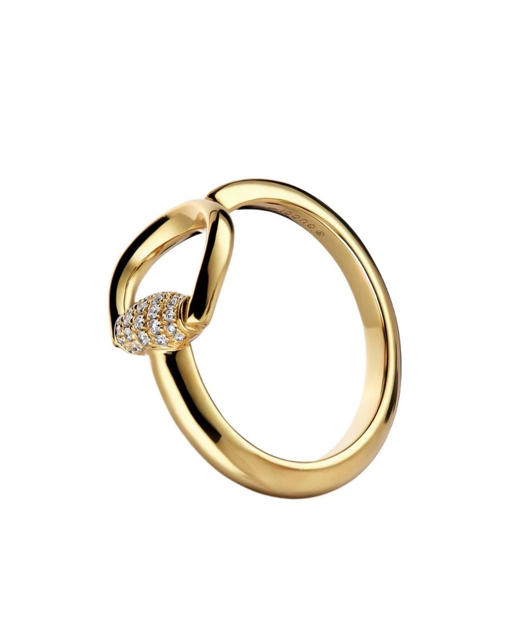Gucci Metallic Horsebit Diamond 18K Open Ring