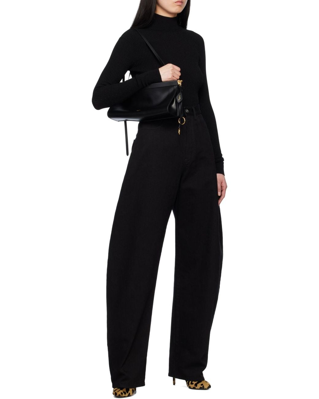 Alaïa Black Le Click East West Medium Leather Shoulder Bag
