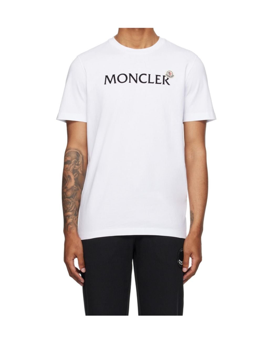 Moncler White Logo Printed Crewneck T-Shirt for men