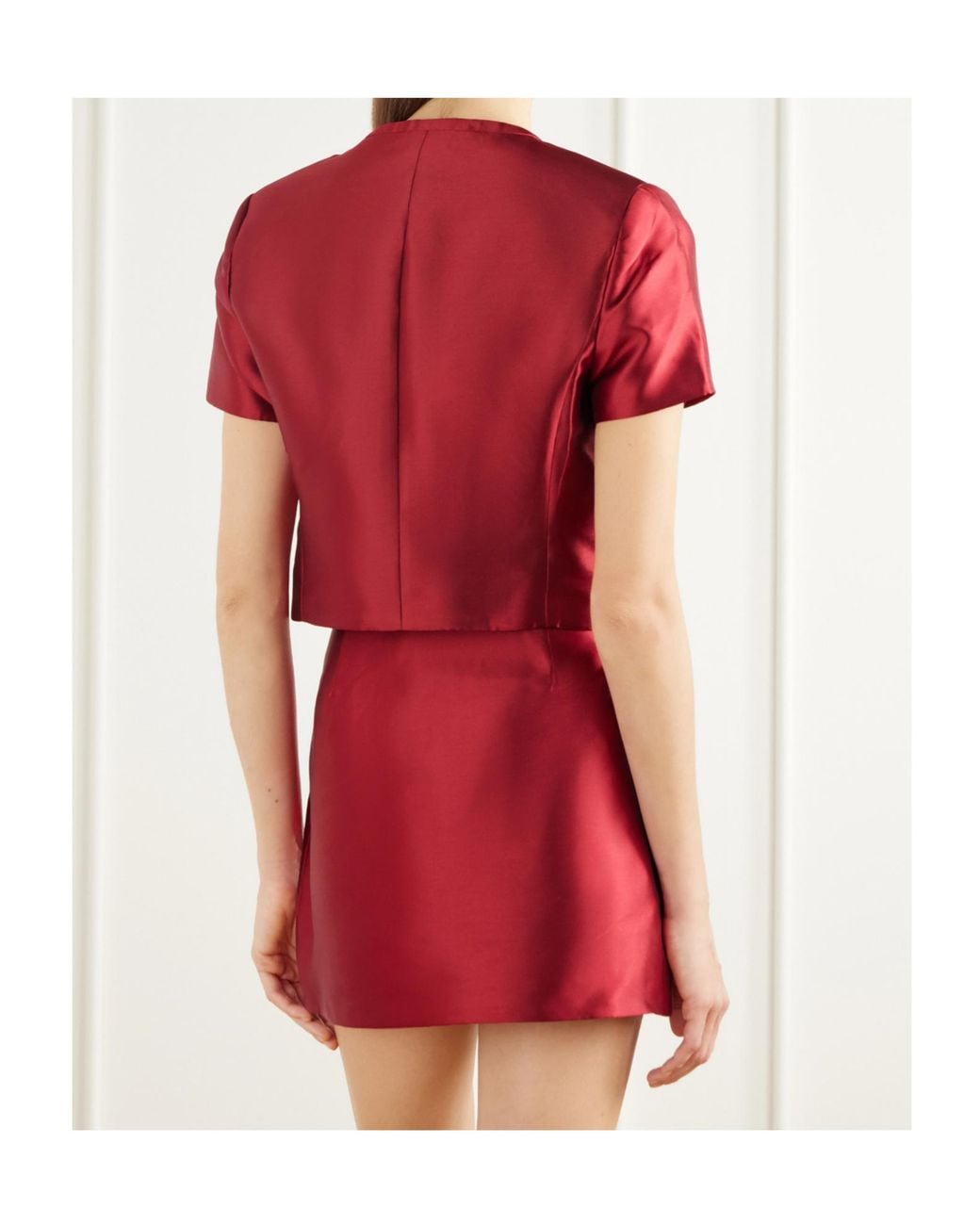 Jonathan Simkhai Red Naelle Bow-Embellished Cropped Top