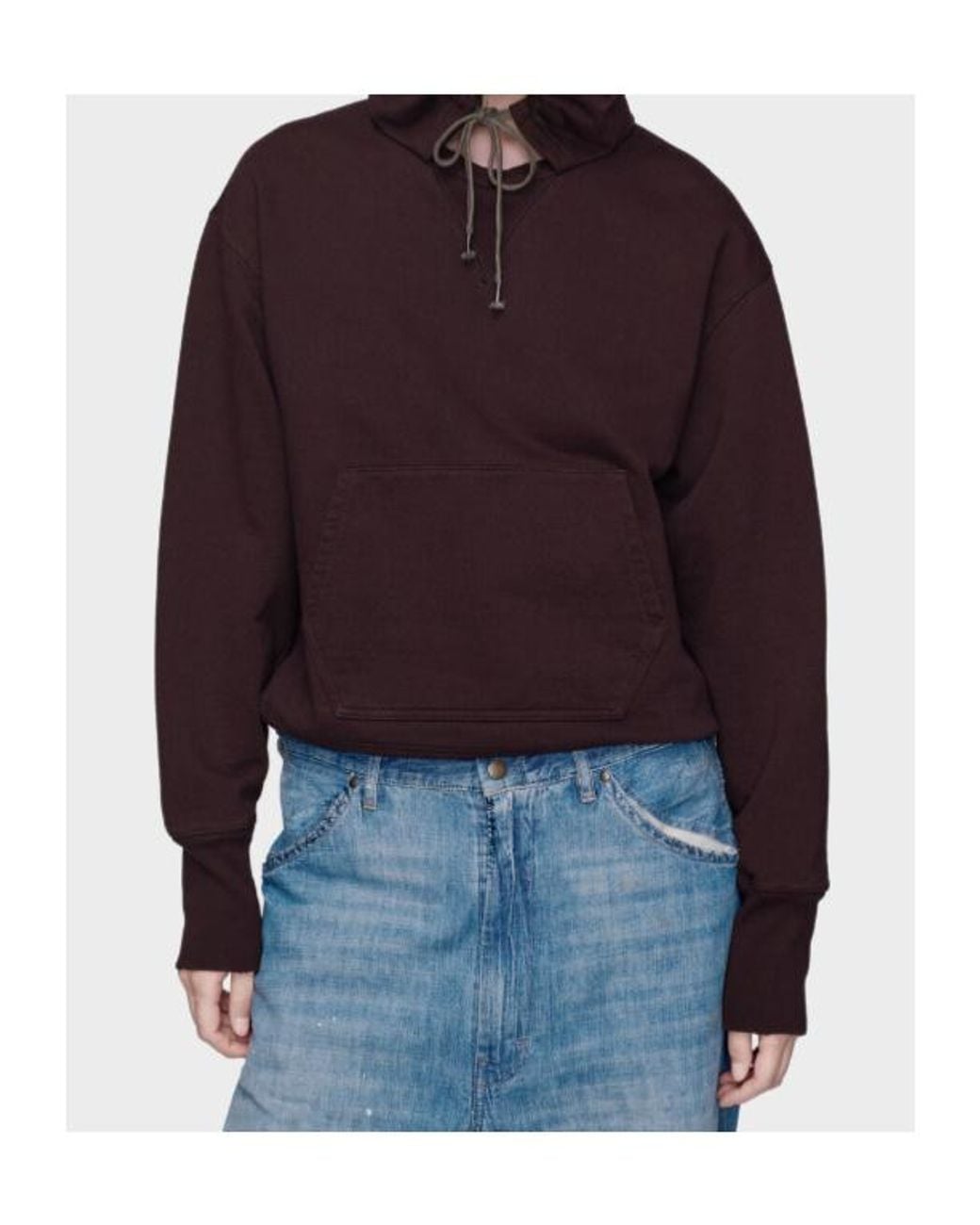 Maison Margiela Brown V-Insert Drawstring Hoodie