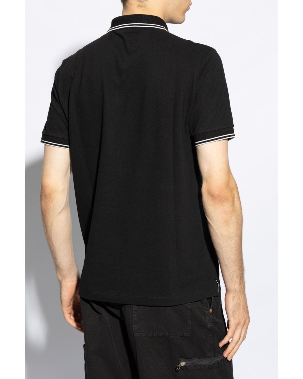 Stone Island Black Logo Patch Short Sleeved Polo Shirt for men