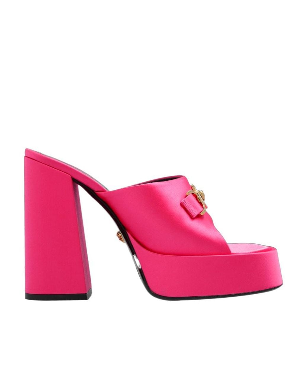 Versace Pink Medusa Embellished Slip-On Sandals