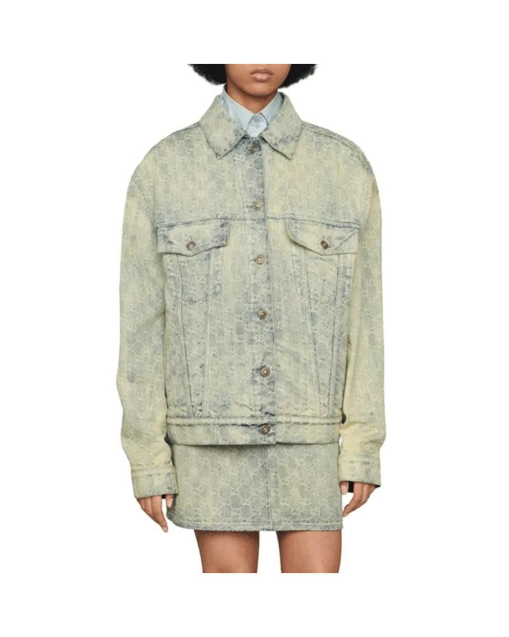 Gucci Gray Gg Jacquard Denim Jacket
