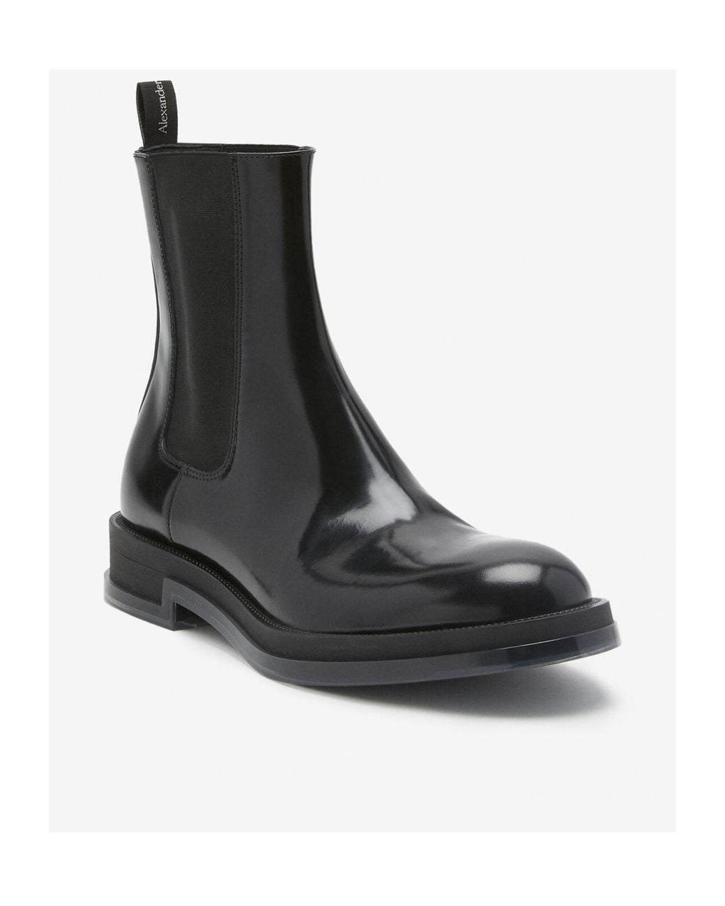 McQueen Black Round-Toe Ankle Boots for men