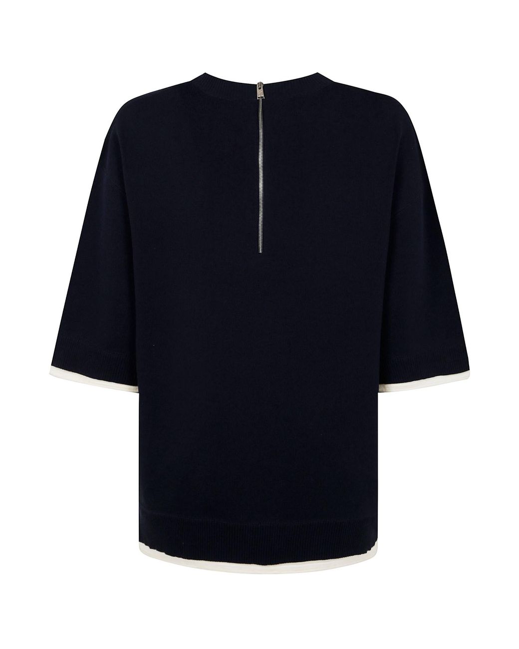 Lanvin Blue Contrasting-Trim Zip Detailed T-Shirt for men