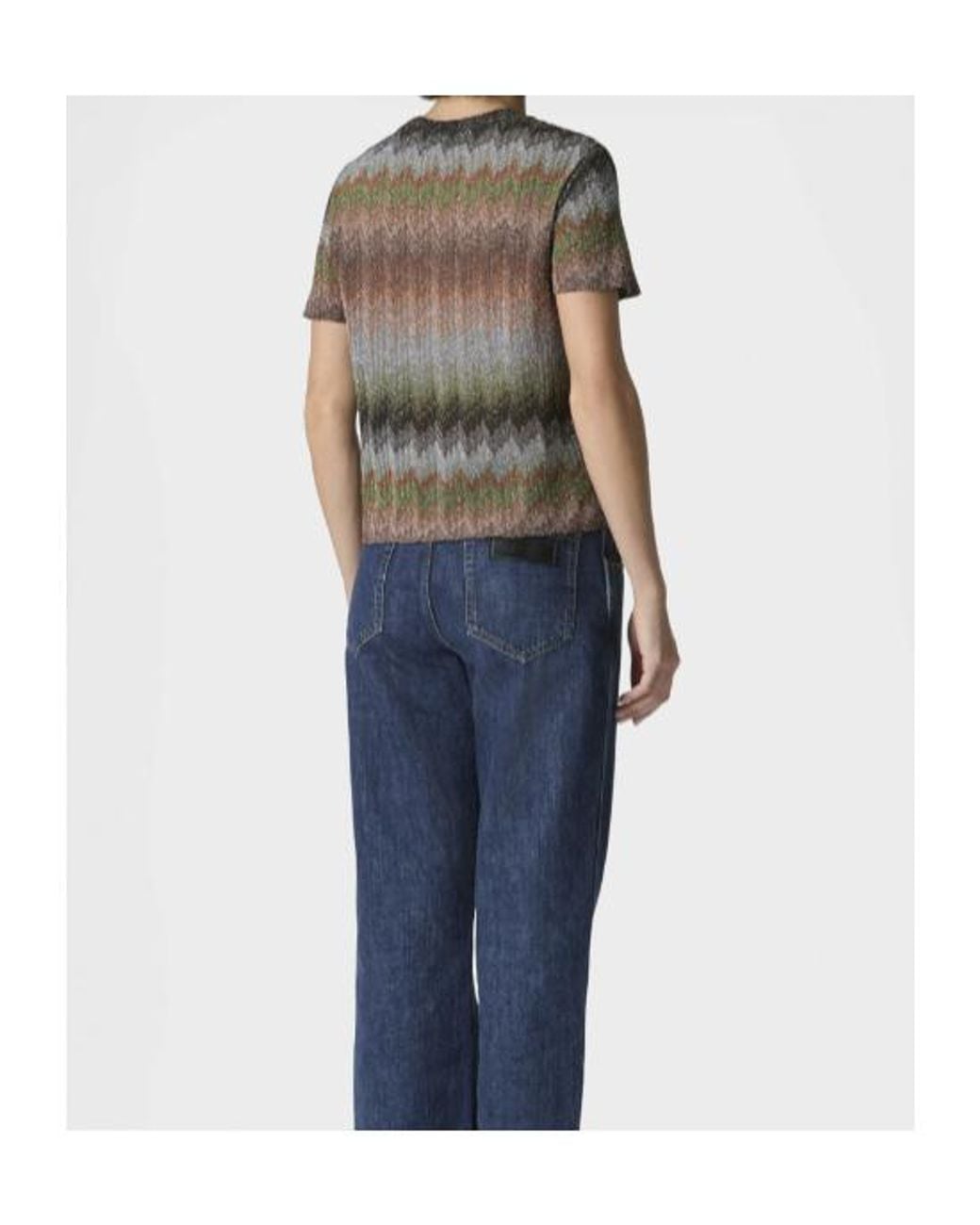 Missoni Gray Snake-Pattern Viscose Lamé Crewneck T-Shirt