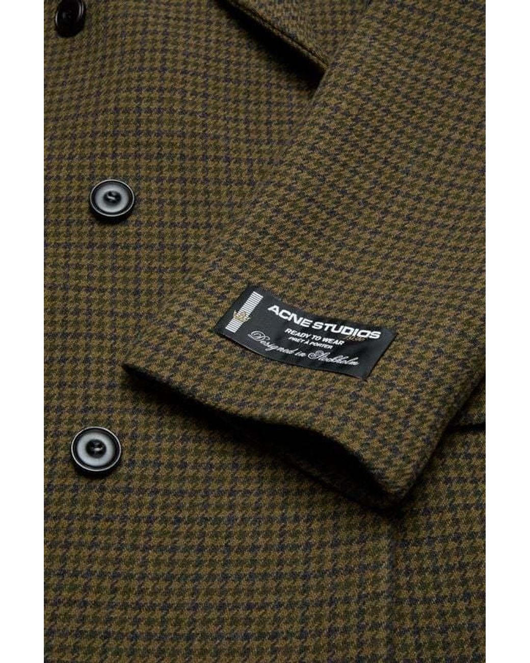 Acne Green Double Breasted Logo Patch Coat