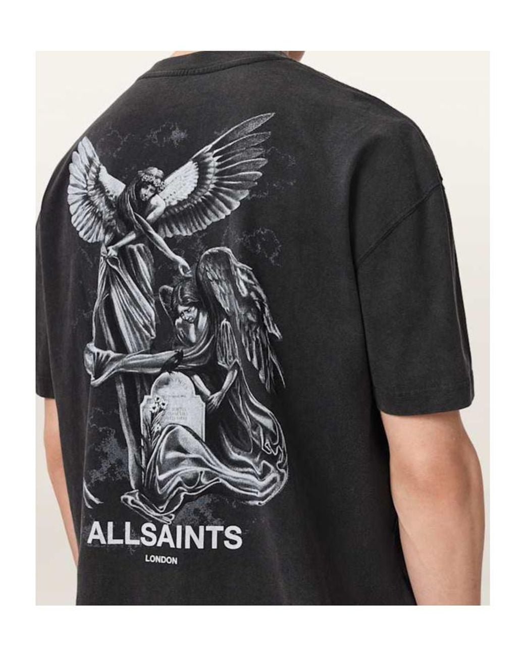 AllSaints Black Seraph Angel-Print T-Shirt for men