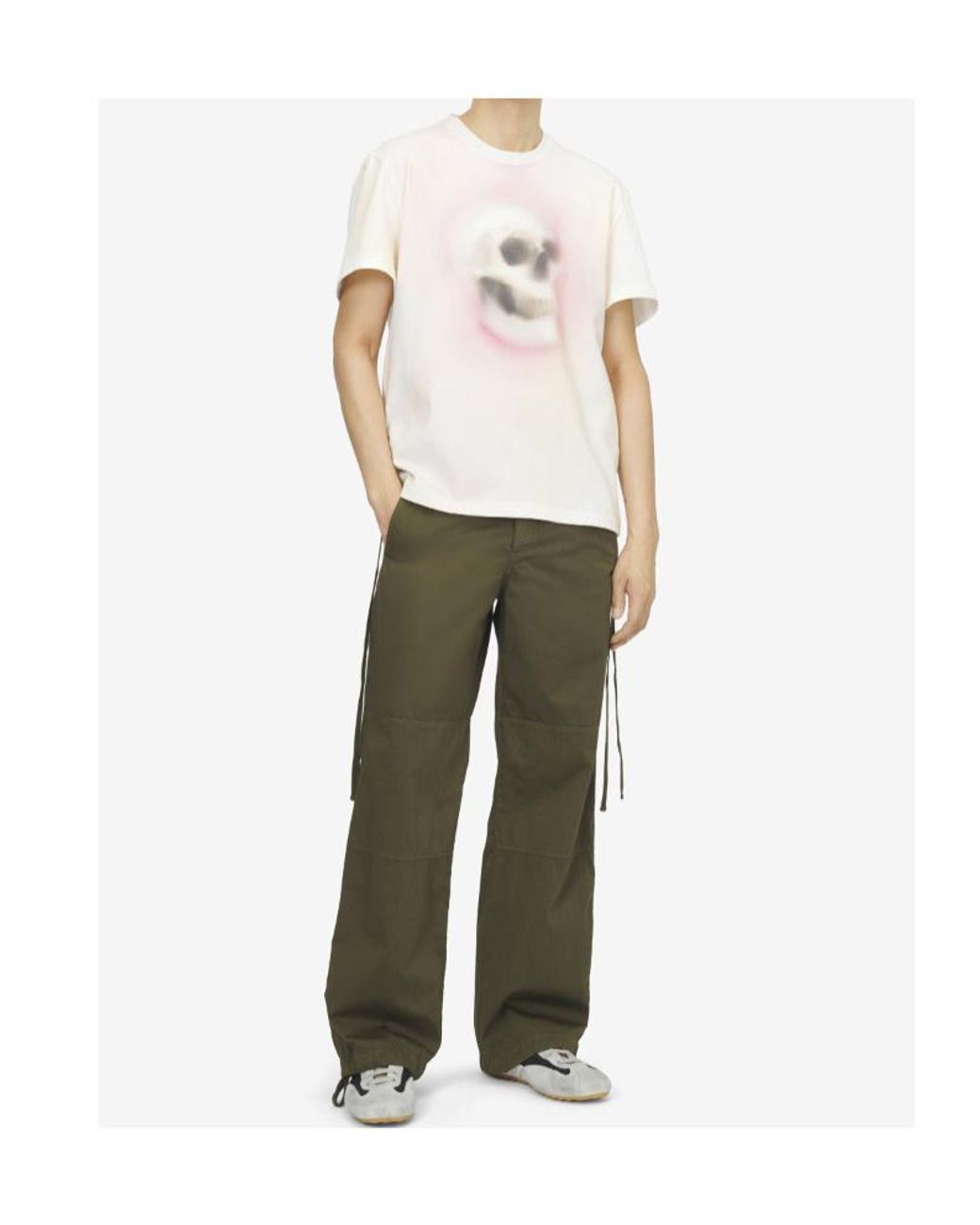 McQueen White Skull Print T-Shirt for men