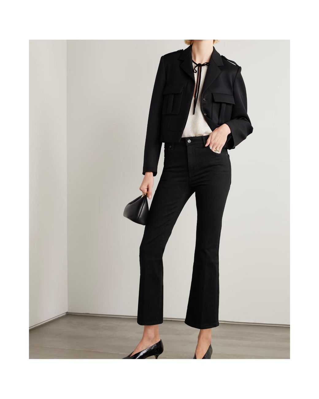 FRAME Black Reboot Crop Stretch High-Rise Bootcut Jeans