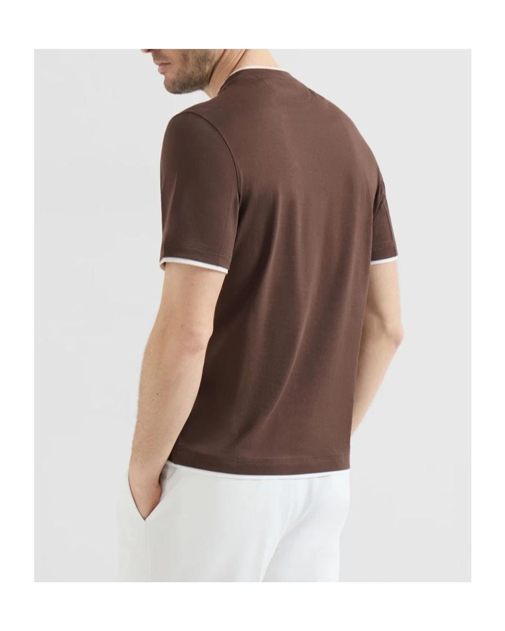 Brunello Cucinelli Red Short Sleeved Crewneck T-Shirt for men
