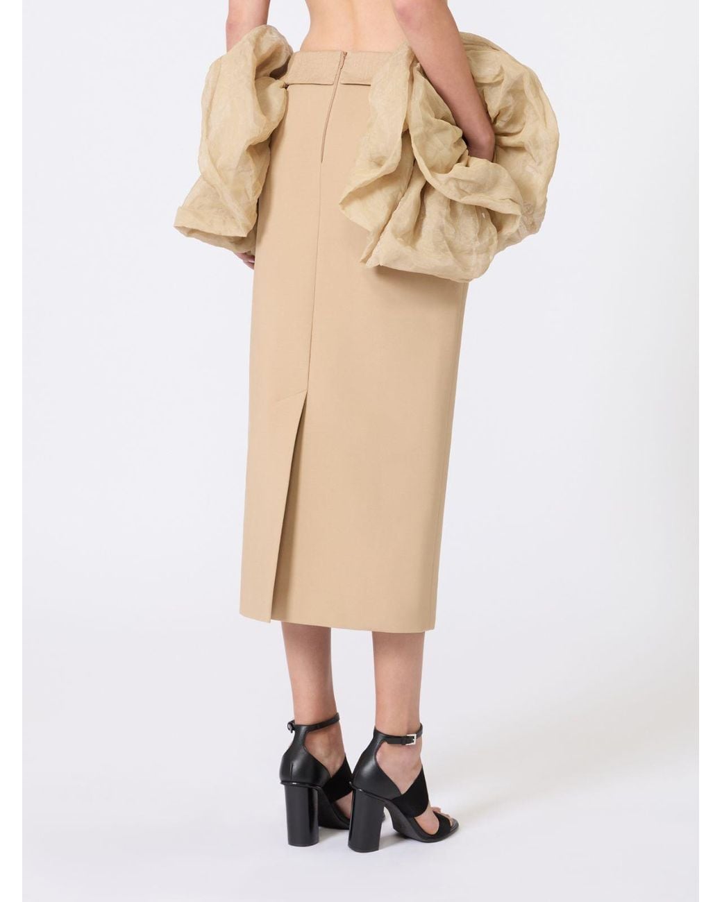 Max Mara Natural Sbaccano Ruffled Midi Skirt