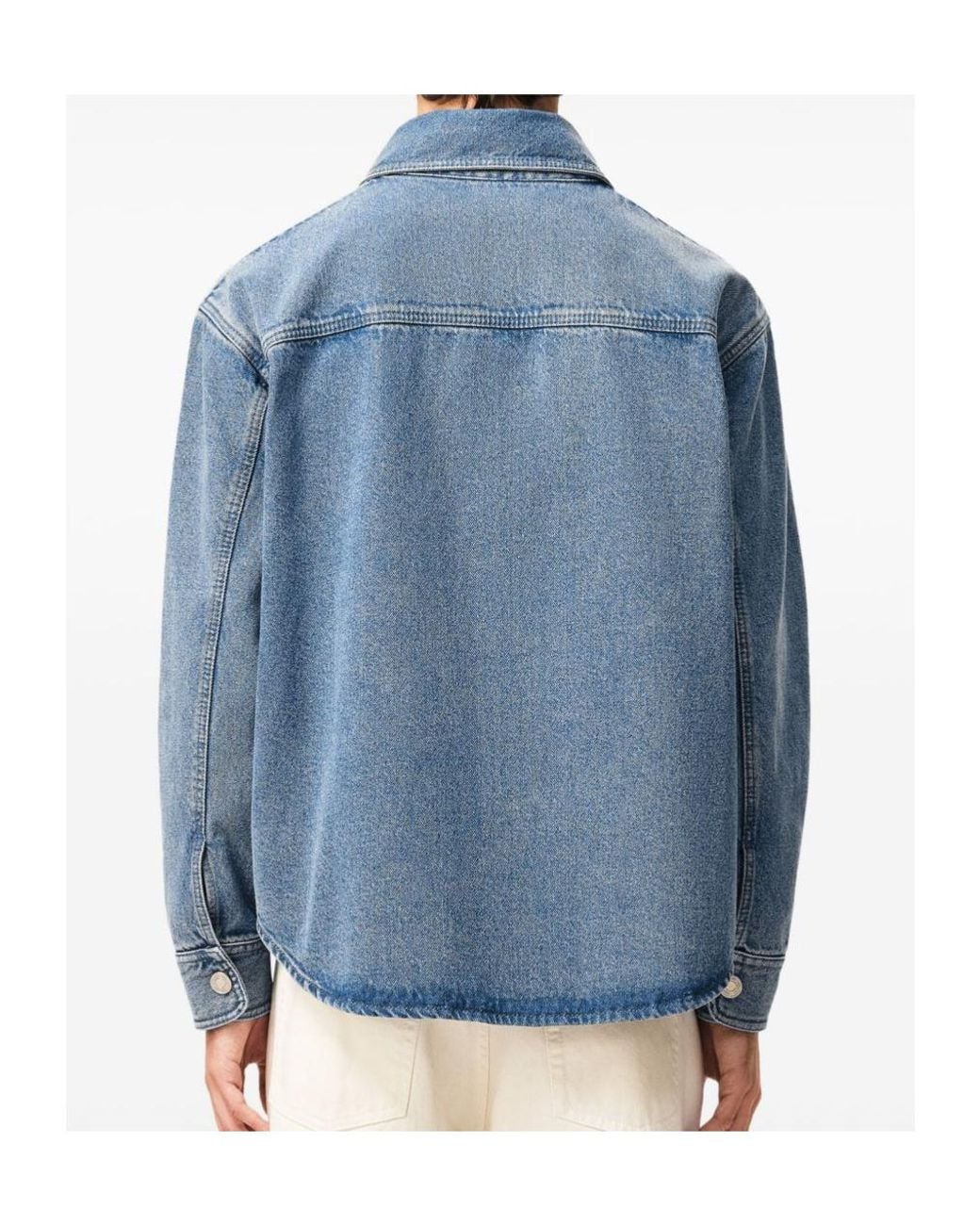 AMI Blue Ami Long Sleeved Denim Overshirt for men
