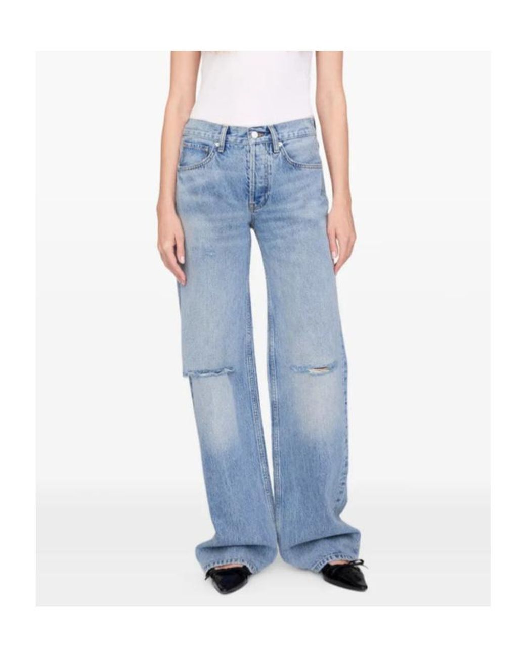 Anine Bing Blue Hugh Distressed Jeans