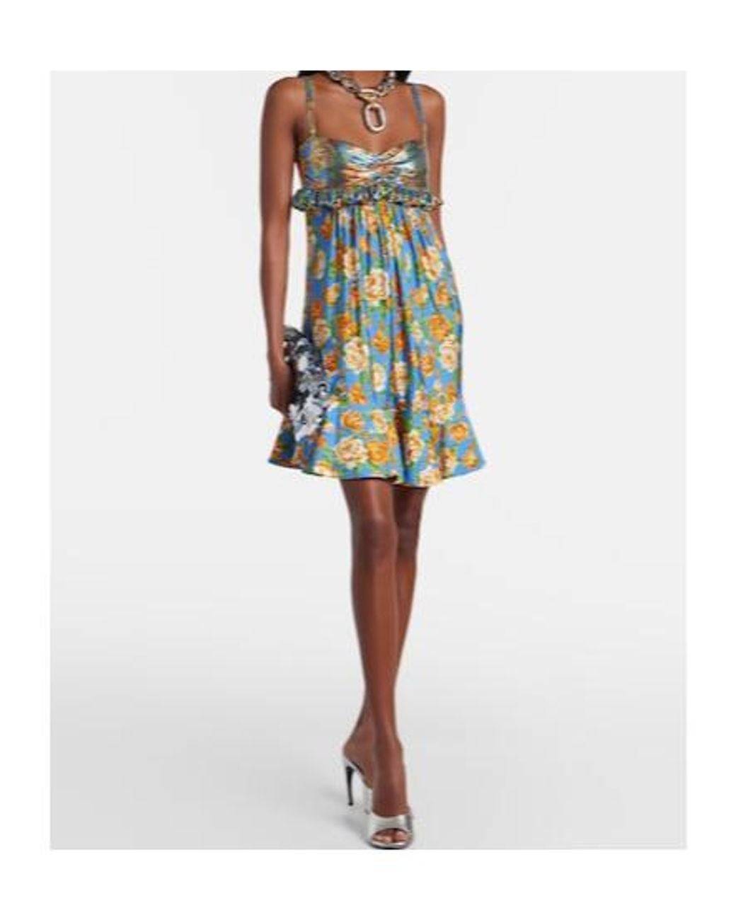 Rabanne Green Floral Chainmail Minidress