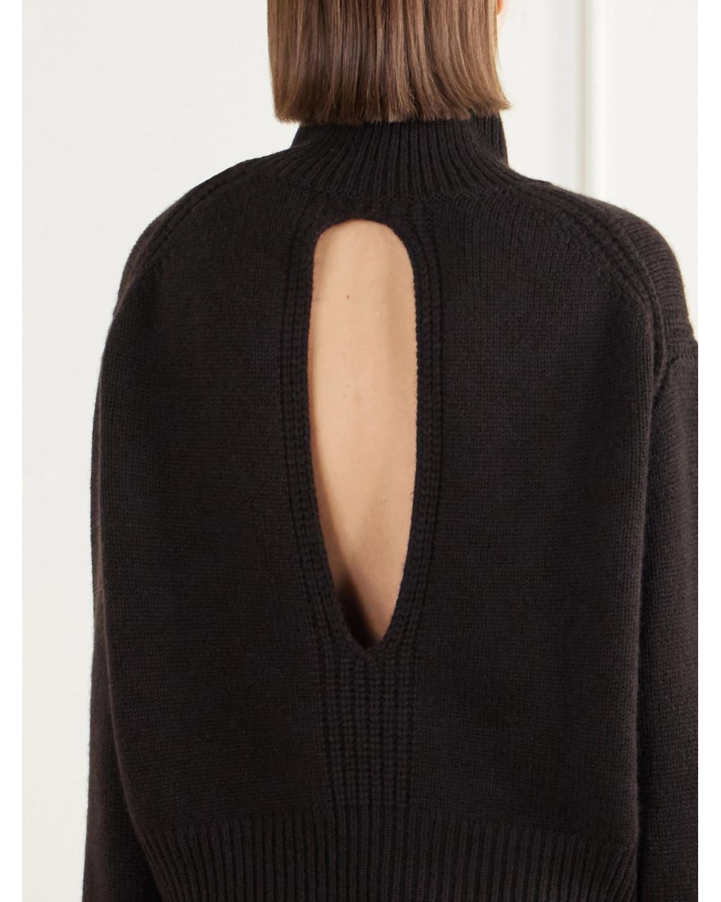 Lisa Yang Black Open-Back Cashmere Turtleneck Sweater