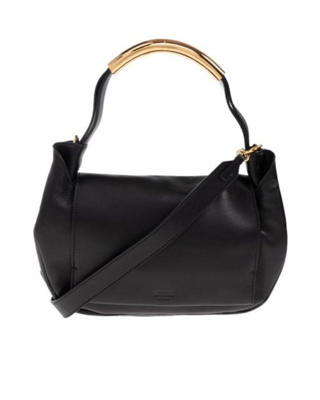 Moschino Black Logo Embossed Top Handle Bag