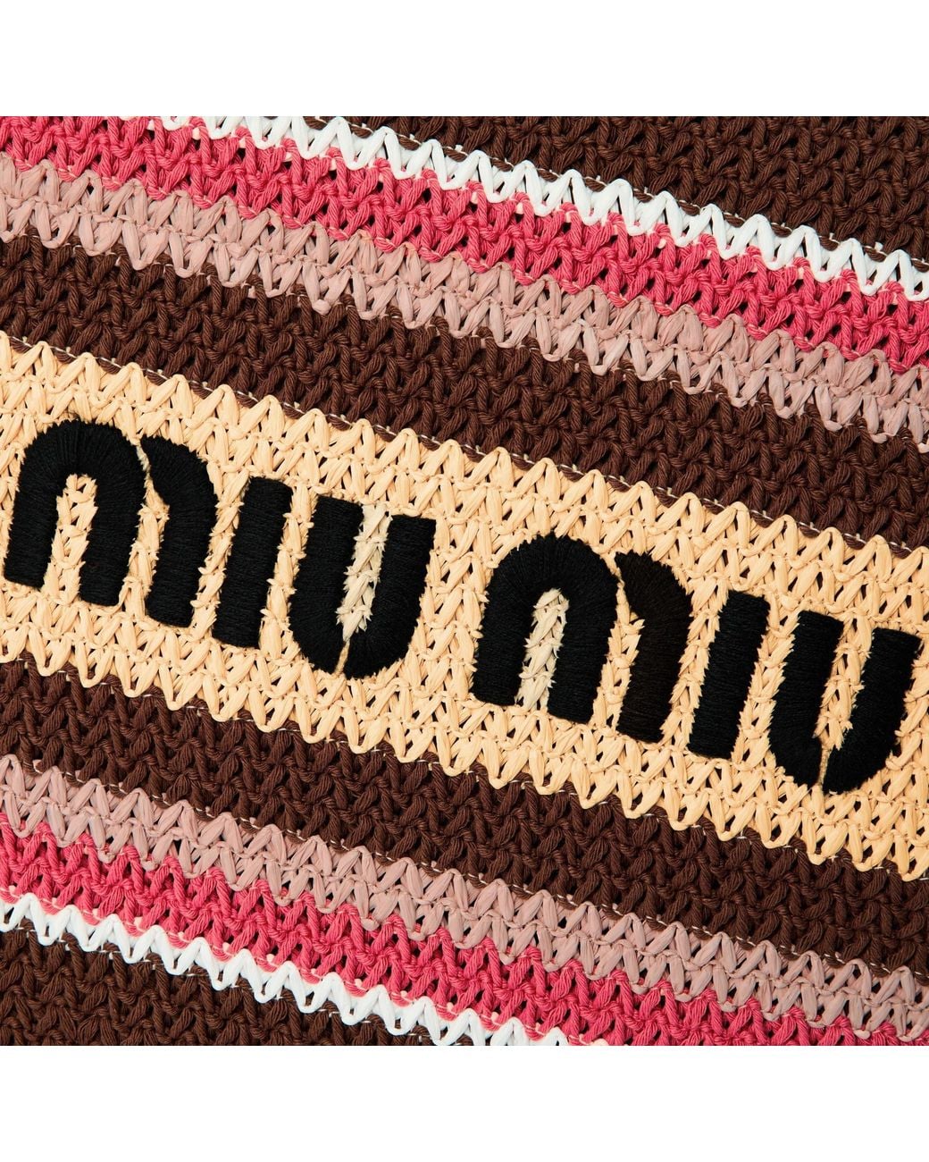 Miu Miu Red Raffia-Effect Woven Tote Bag