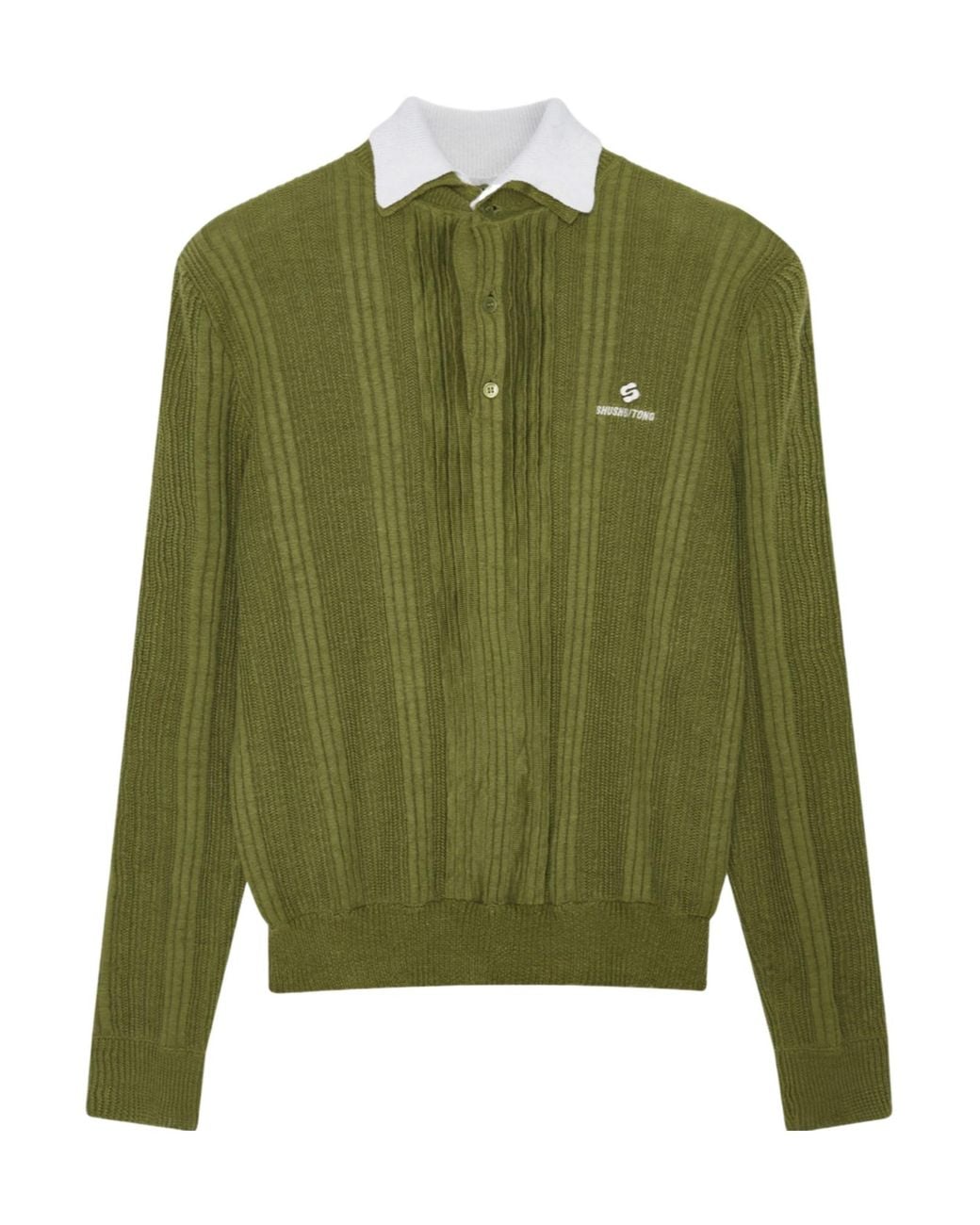 ShuShu/Tong Green Shushu/Tong Contrast Collar Knit Sweater