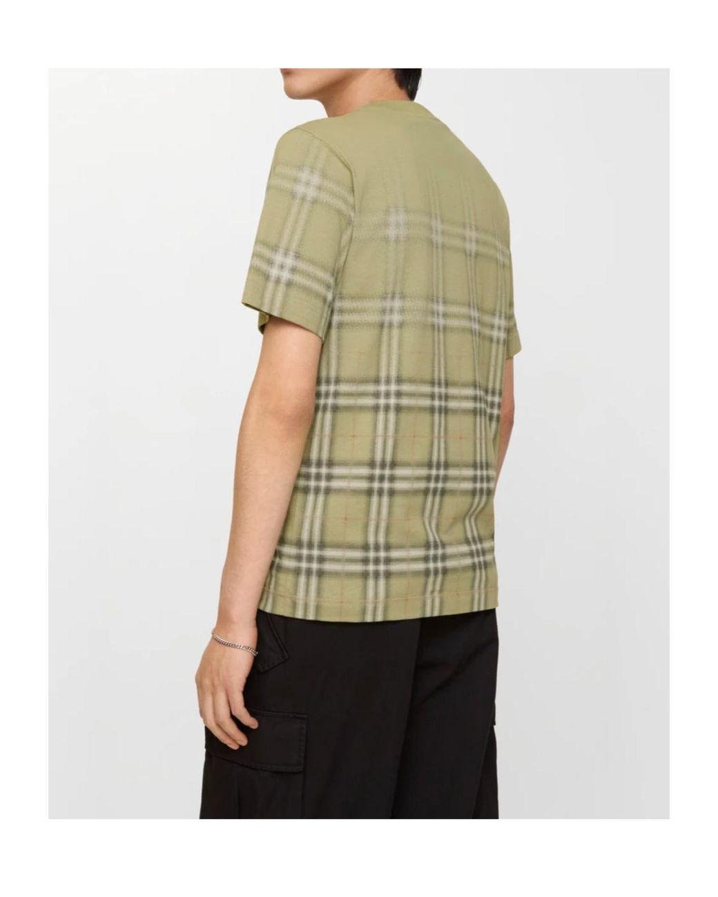Burberry Green Cotton Gradient Check T-Shirt for men