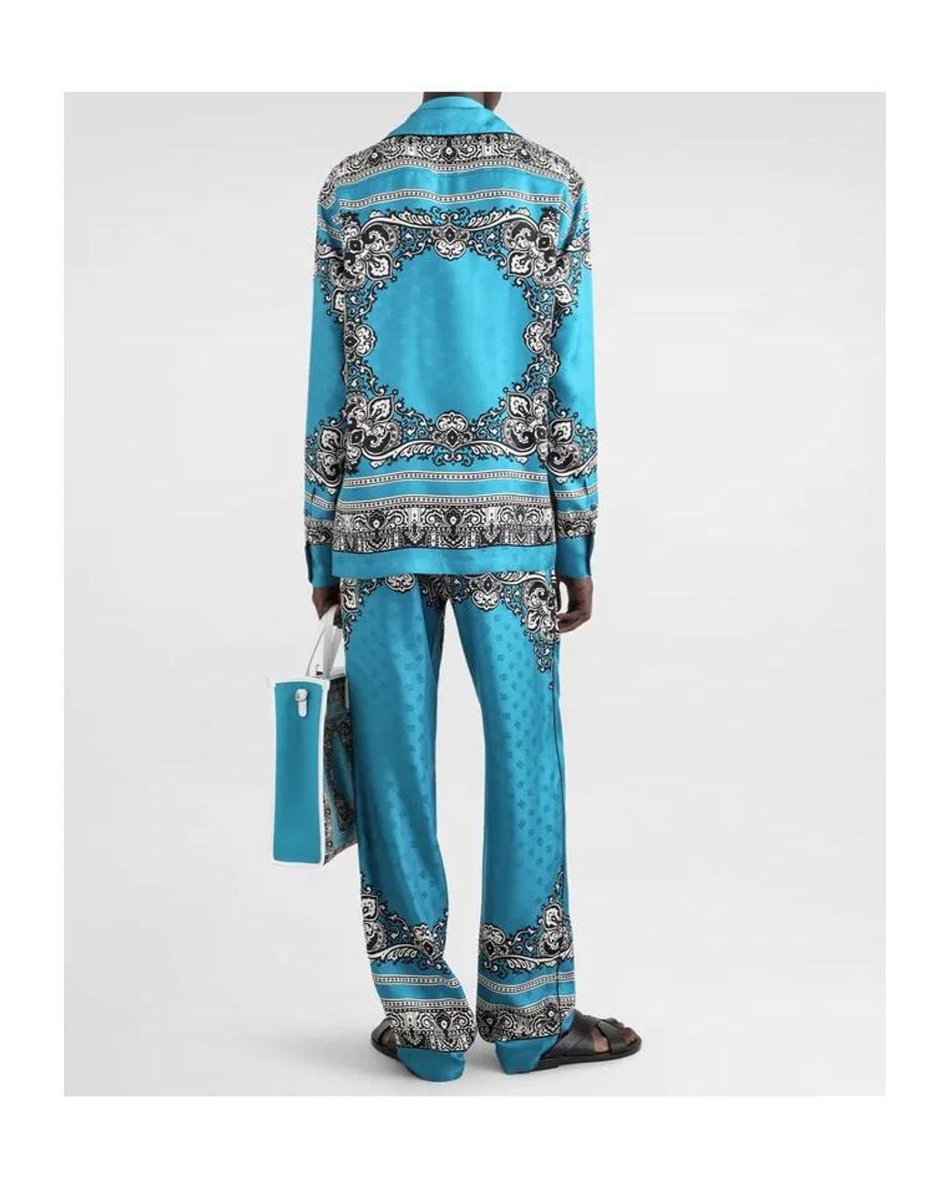 Dolce & Gabbana Blue Bandana-Print Shirt for men