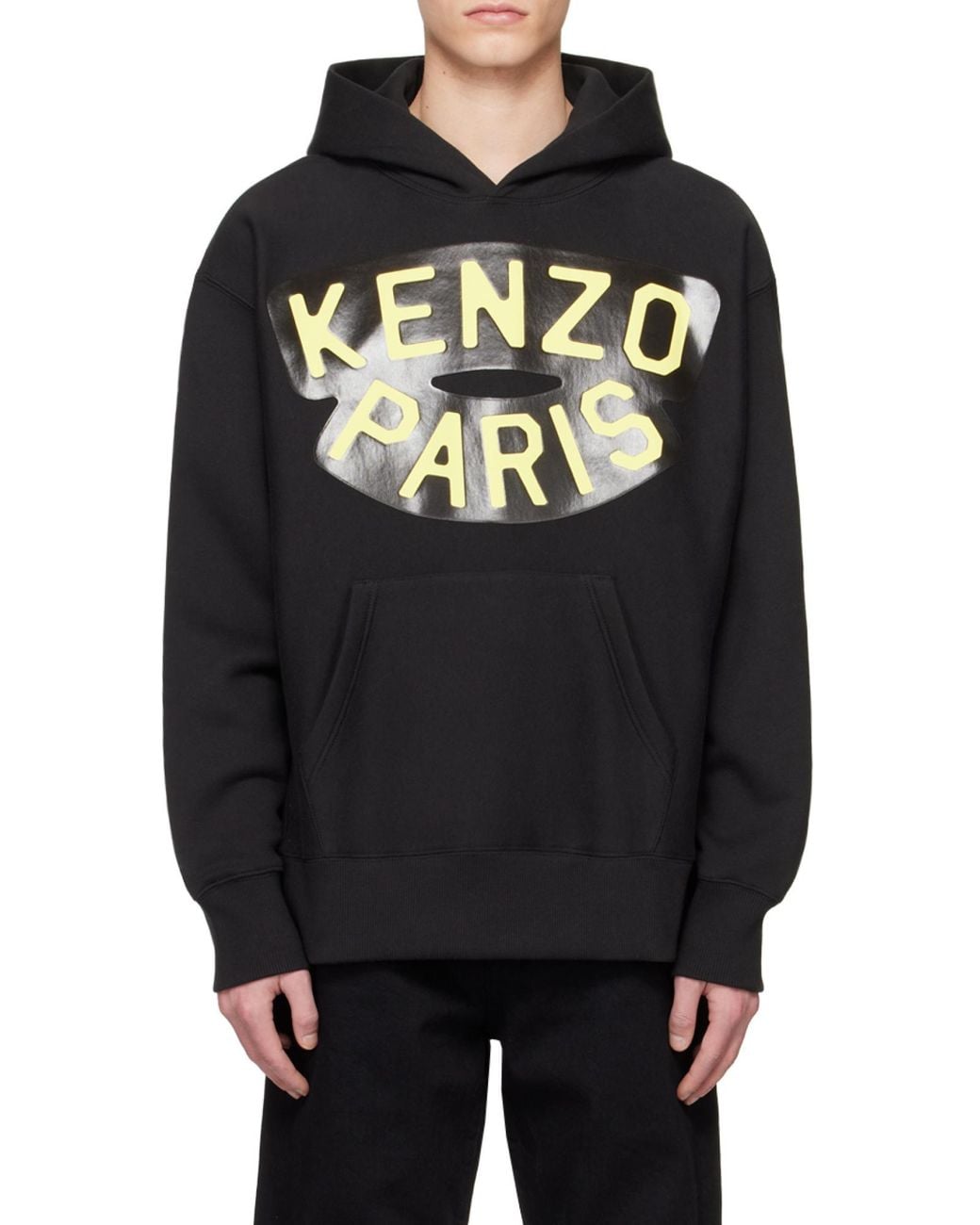 KENZO Black Logo Printed Hoodie for men