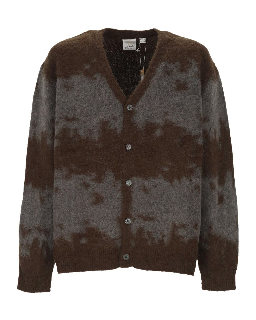 Gramicci Brown Splatter Knit Cardigan for men